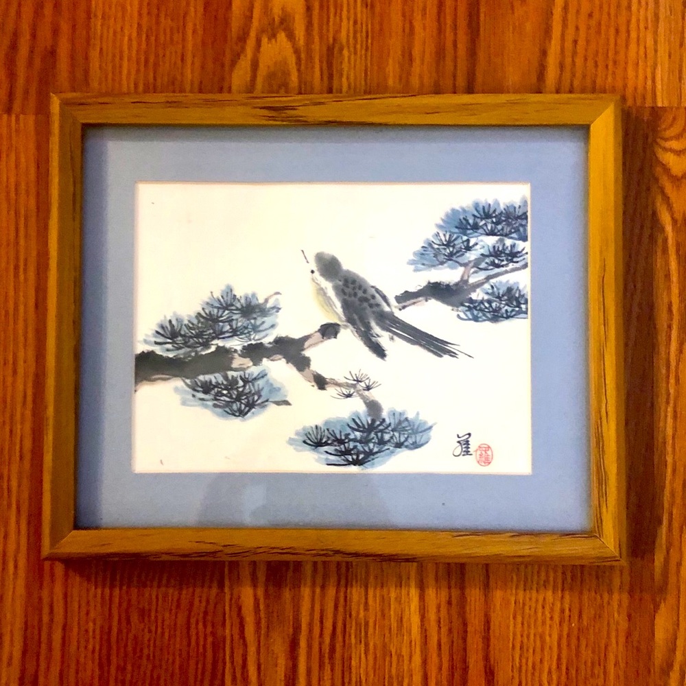 Watercolor Japanese Bird Print Painting